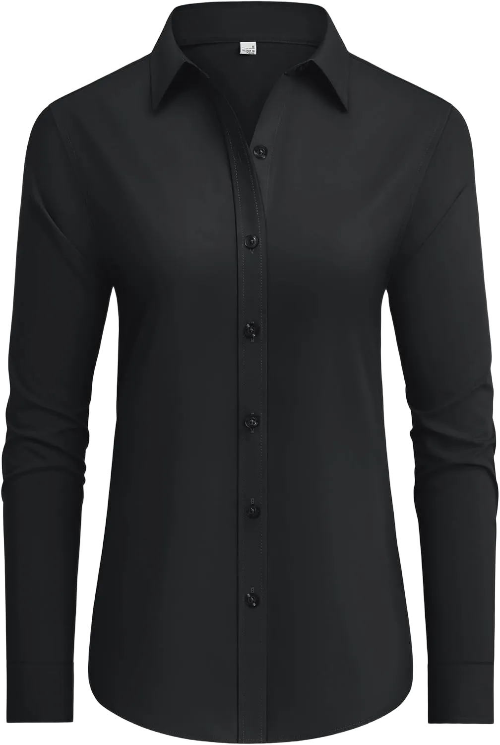 siliteelon Button Down Shirts Dress Shirts for Women Long Sleeve Womens Work Shirts Regular Fit Cotton Dress Shirts Small Black