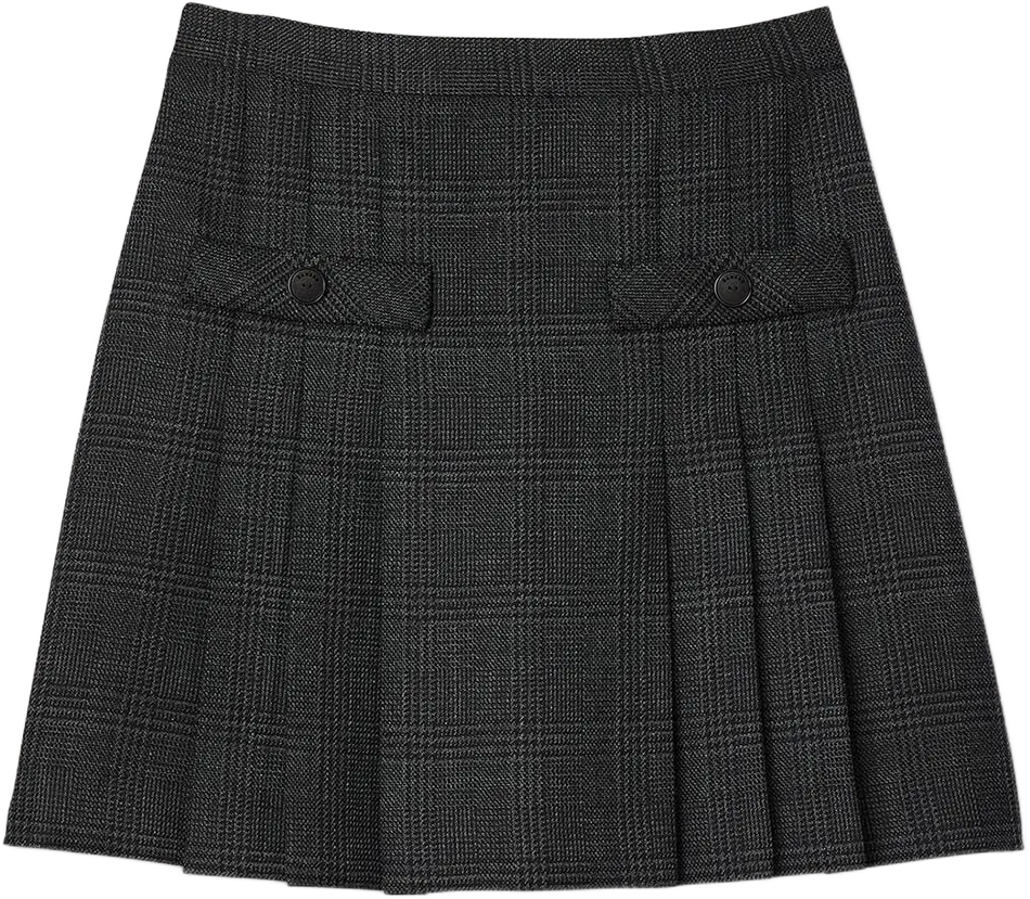 Short checked pleated skirt