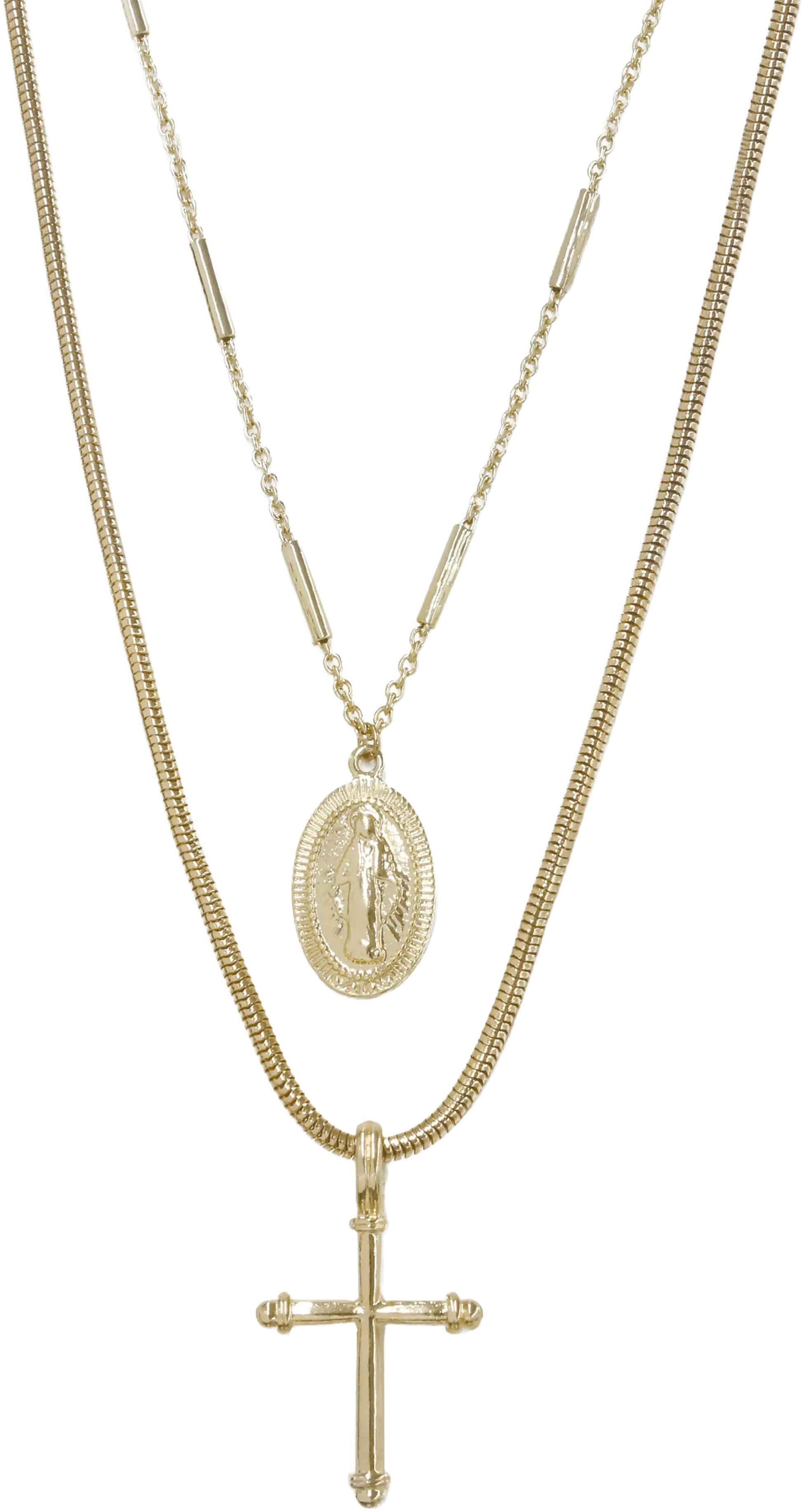 Ettika Coin & Cross Set of 2 Necklaces