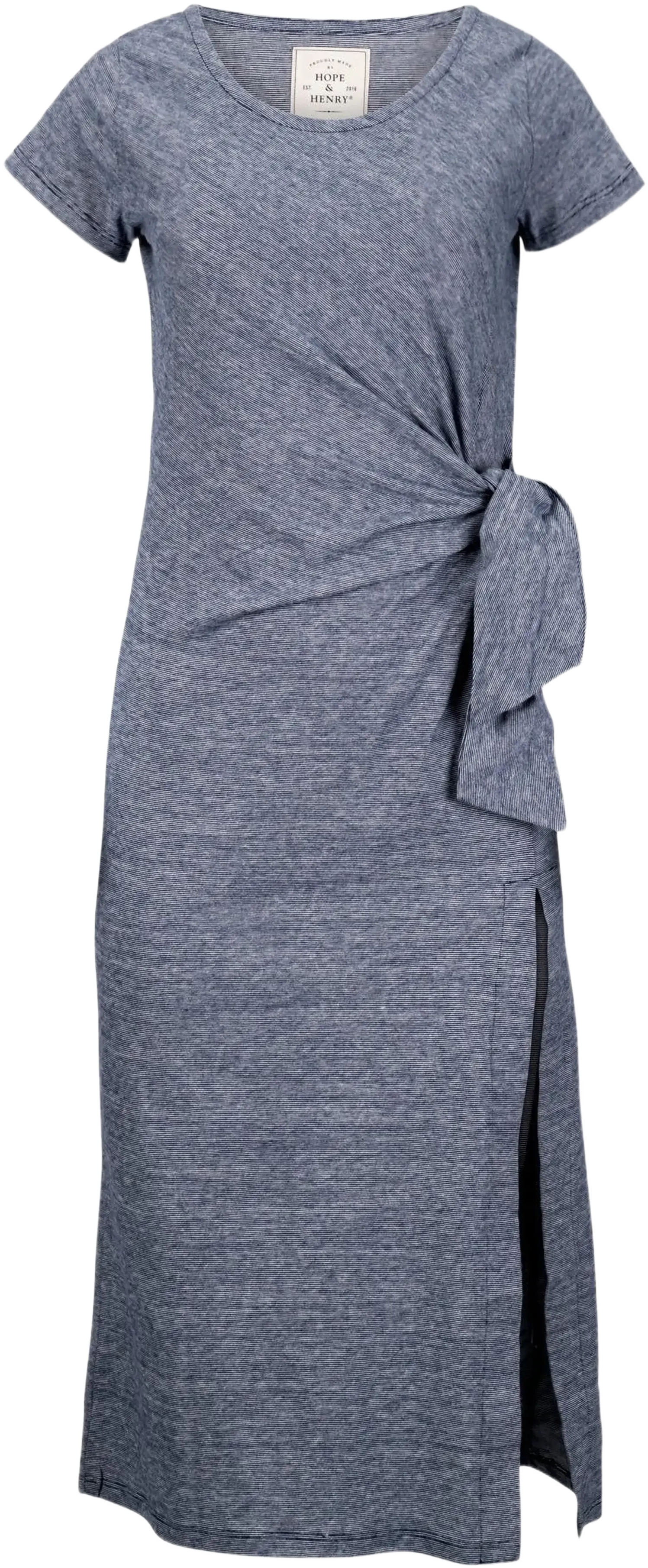 Hope & Henry Women's Organic Knit Tie Midi Dress
