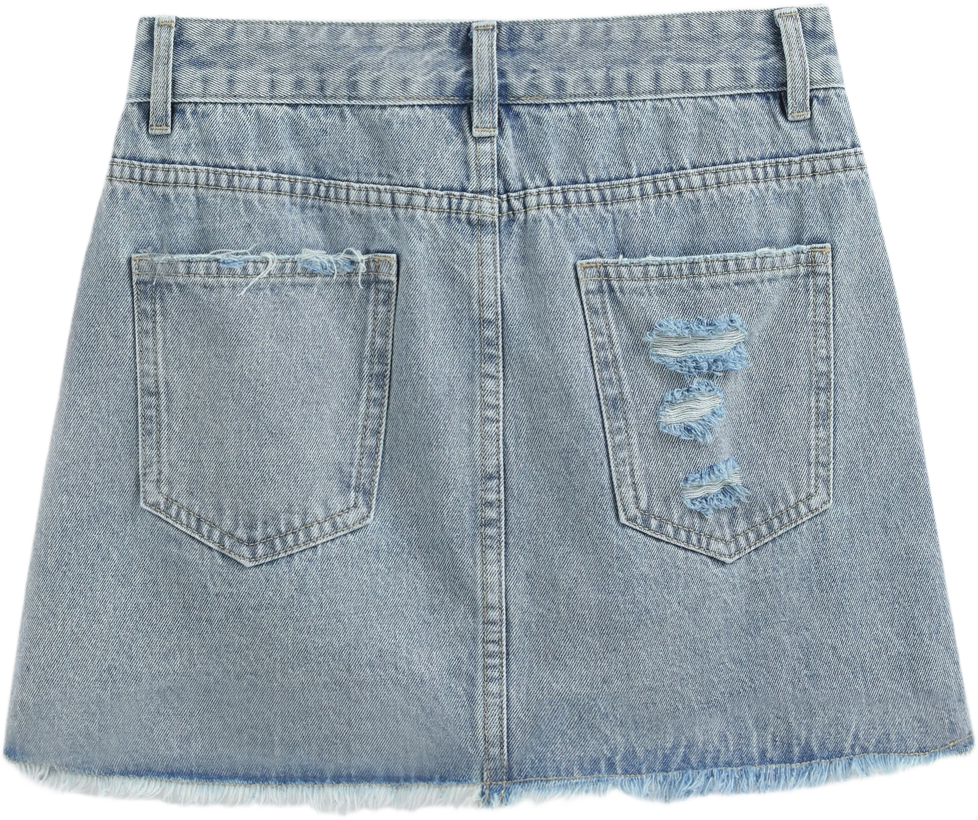 Denim High Waist Ripped Mini Skirt
