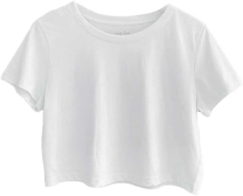 Women's Boxy Crop Top Round Neck Short Sleeve Casual 100% Cotton Cropped Tee T-Shirt X-Large White