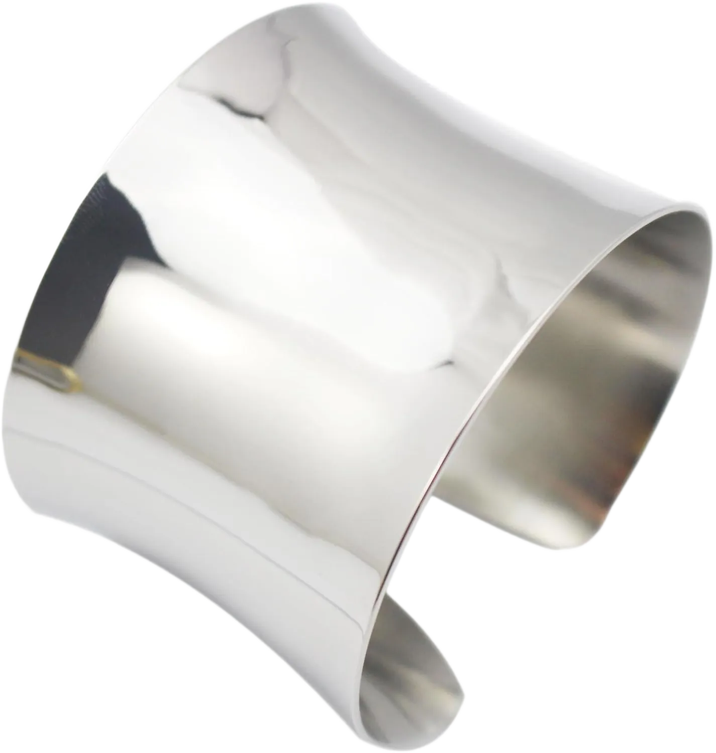 Silver Wide Grooved Cuff Bangle for Women Lady Stainless Steel Shiny Punk Bracelet style 3