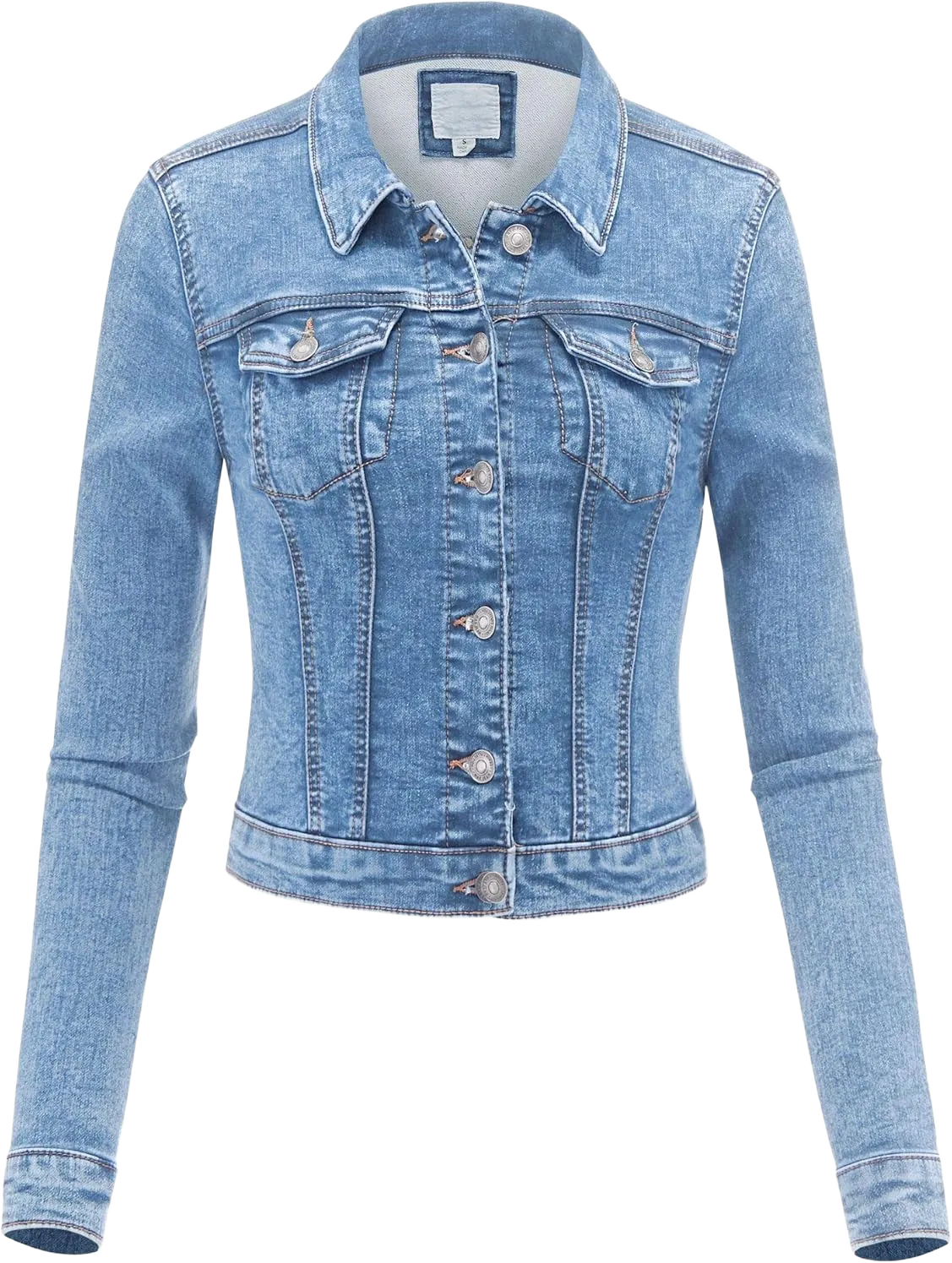 FashionMille Women's Stretchy Knit Comfy Denim Jean Jacket