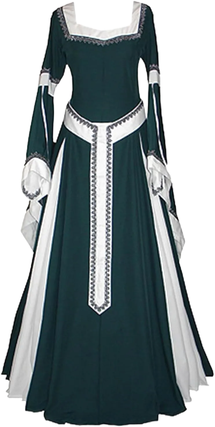 LEHOZIHEQ Medieval Renaissance Gown Dress Womens Lace Up Irish Dress Victorian Faire Costumes Pirate Peasant Dress