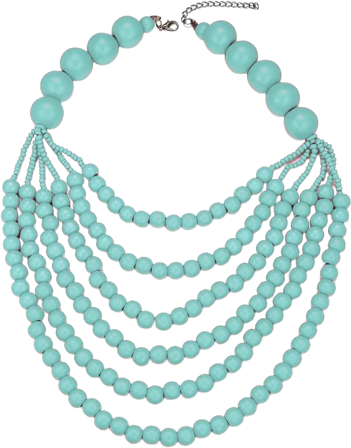COLORFUL BLING Boho African Wooden Beaded Bib Statement Choker Necklace Long Multi Strand Chunky Layered Collar Tassel Necklace for Women Handmade Jewelry blue
