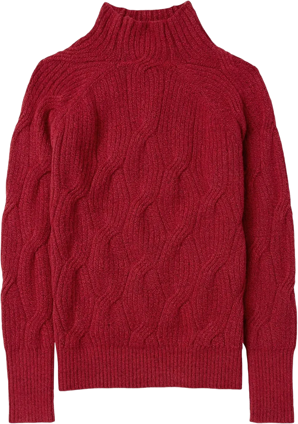 Amazon Essentials Women's Winter Sweater, Soft Touch Funnel Neck Cable Knit Medium Dark Red
