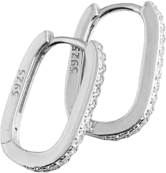 Fashion CZ Oval Small Hoop Earrings Sterling Silver 925 for Women Girls Cubic Zirconia Crystal Diamond Cartilage Huggie Hoops Cuffs Earring Studs Hypoallergenic Dainty Jewelry Gifts White Gold