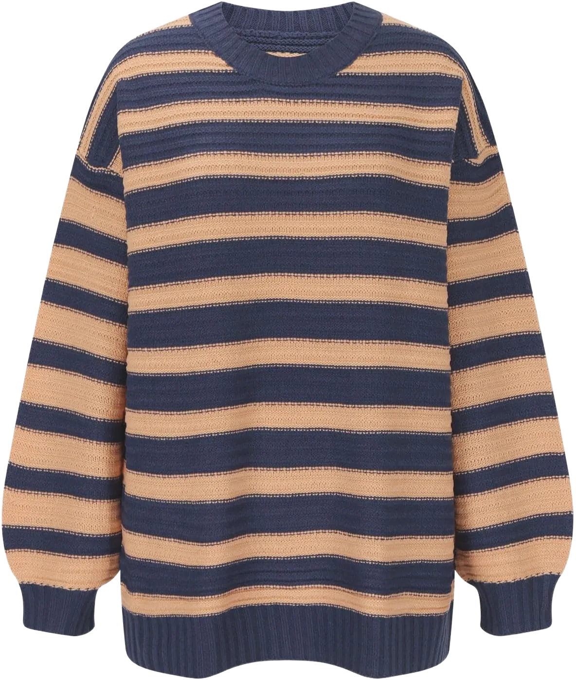 Womens Striped Oversized Sweaters Casual Long Sleeve Jumper Sweaters Fall Trendy Crewneck Tunic Blouses Knit Sweater 1#blue X-Large