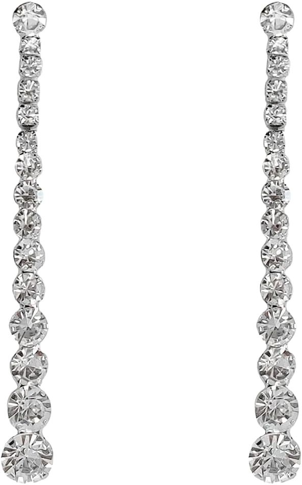 Long CZ Statement Drop Dangle Earrings for Women 925 Sterling Silver Post Pin Fashion Fringe Round Crystal Dangling Stud Elegant Christmas Wedding Birthday Party Jewelry