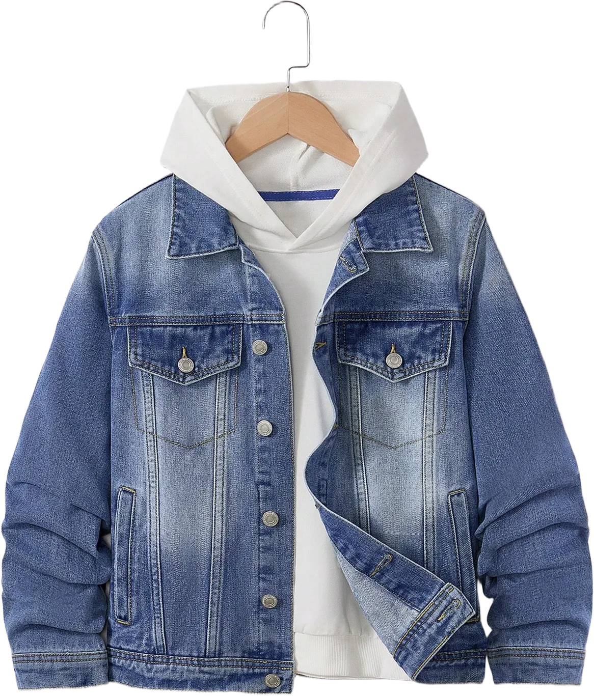 Teen Boys' Distressed Personality Full Print Zebra Tie-Dye Cuff Handsome Fashion Versatile Washed Denim Jacket, Y2K Casual Outerwear