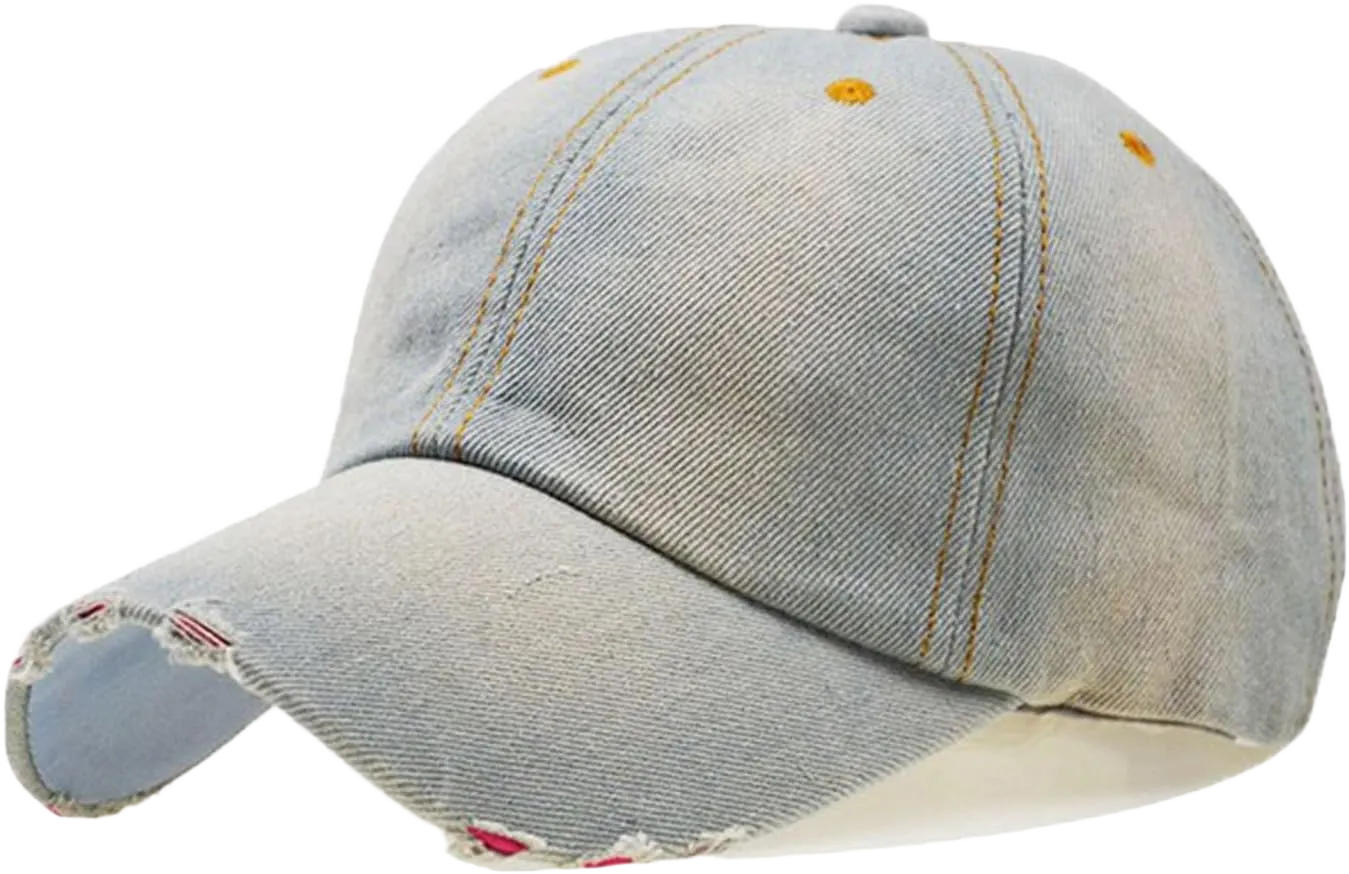 Unisex Baseball Cap for Women and Men Baseball Hats Daily Dad Hat Ball Cap Gift for Women One Size Washed Denim White