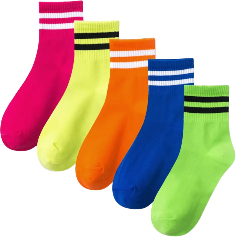 IIG Women's Fashion Cute Cotton Socks Novelty Funny Above Ankle Crew Socks Holiday Gifts for Women 4/5 Pairs Classic Stripe - 5 Pairs