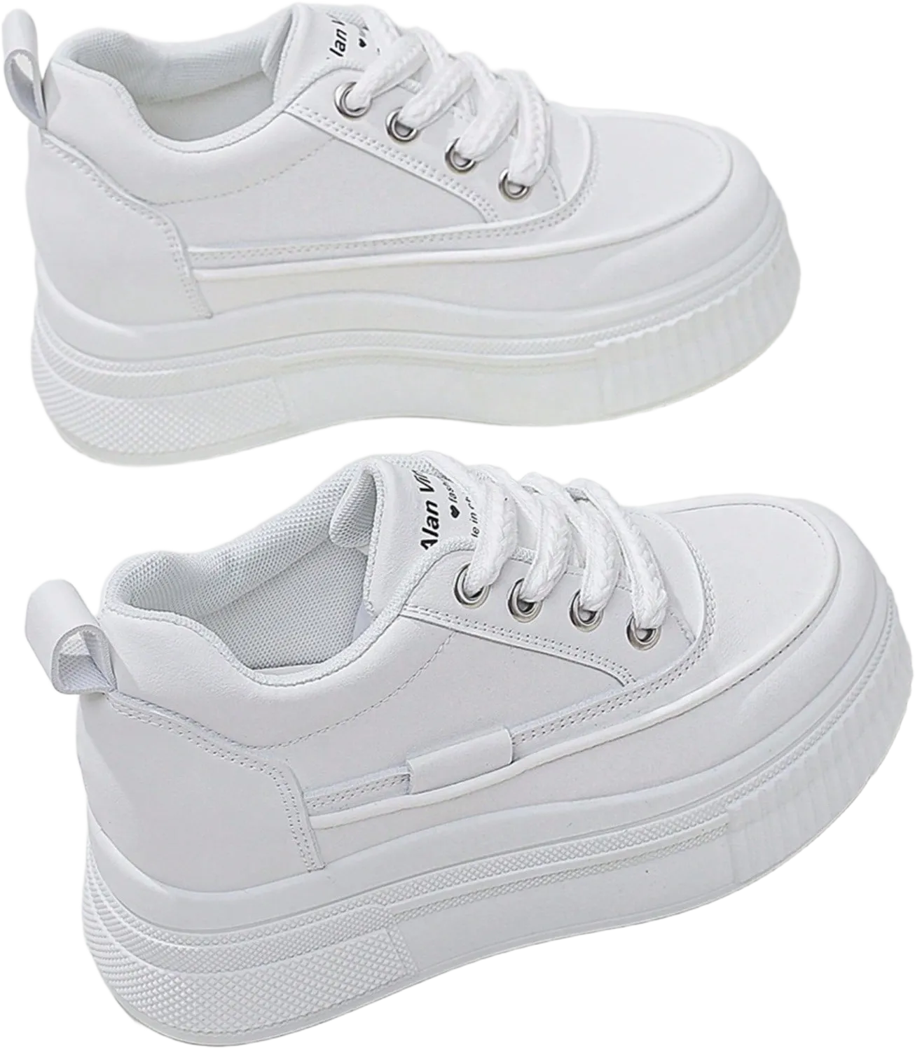 Korean Fashion Comfortable Thick Sole Casual Sports Shoes, Women's New Elegant Versatile Casual White Sneakers Spring Summer, Minimalist Korean Style Casual Chic Slouchy Free Commuter