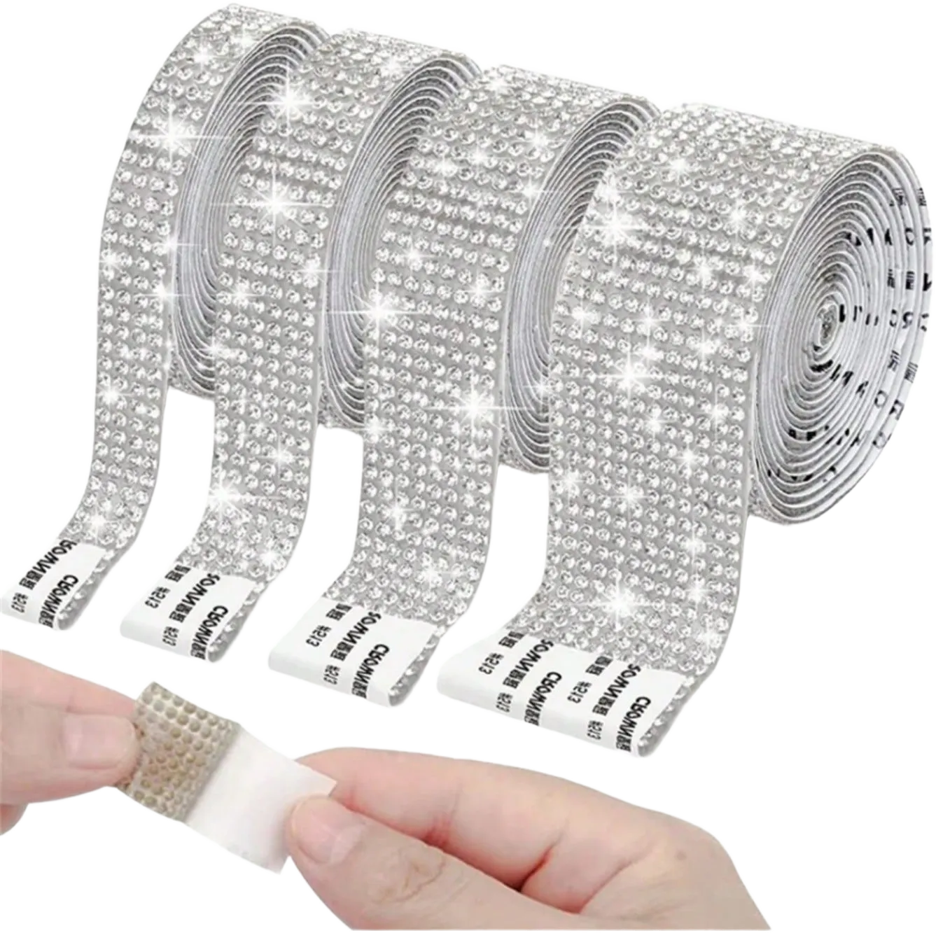 1 Roll Shoes Decoration Self Adhesive Crystal Rhinestone Sticker Creative DIY Glitter Rhinestone Strip Sheet Handmade Car Phone Clothes Decoration