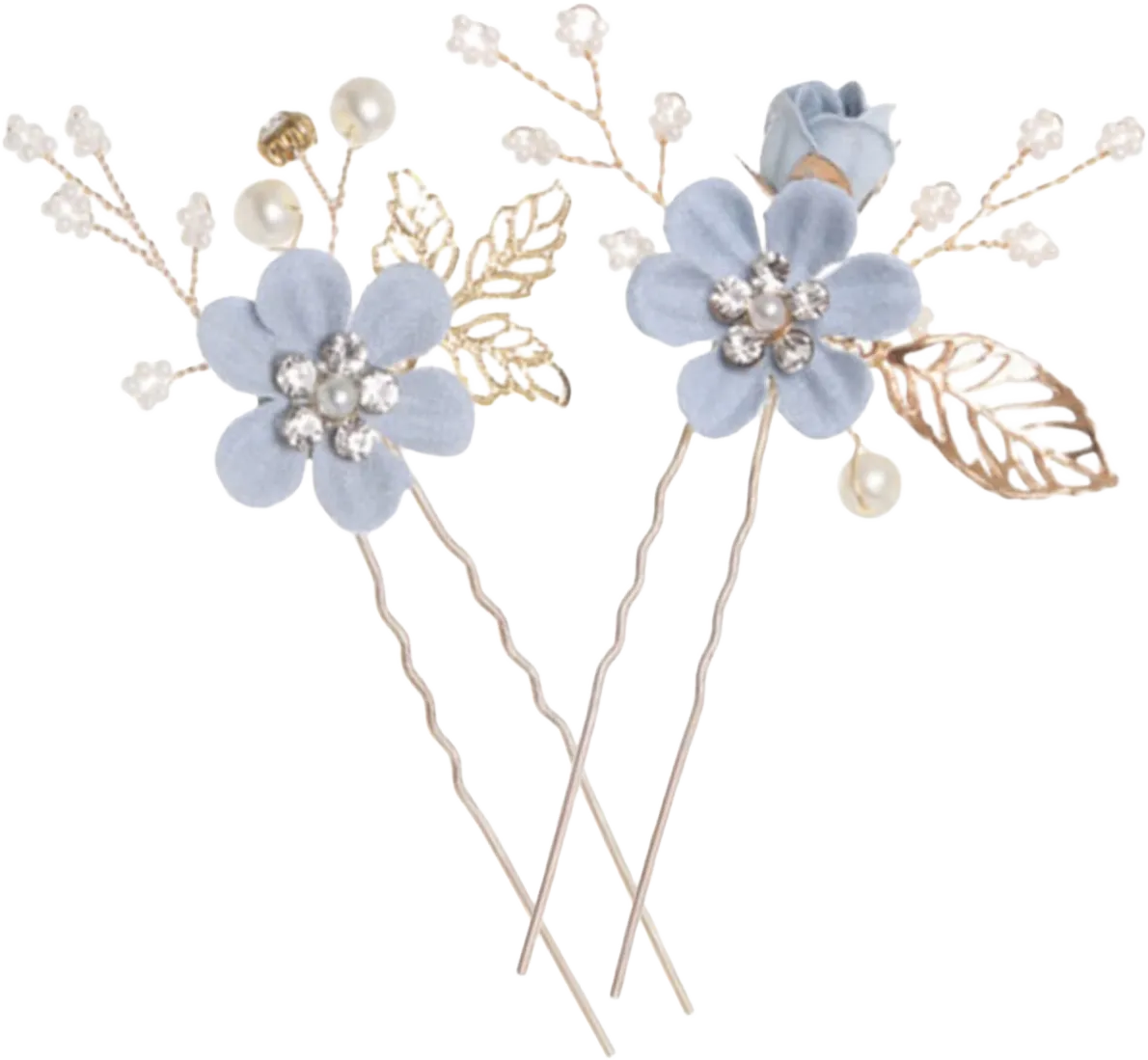 FRCOLOR Flowers Hair Clips Wedding Set Bridal Hair Pins Elegant Rose Hair Accessories for Women u Shape Hairp 1 Count (Pack of 1) Sky-blue
