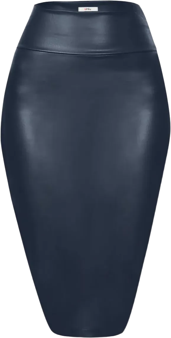 Faux Leather Skirts for Women High Waisted Leather Bodycon Pencil Skirt Large Navy Leather