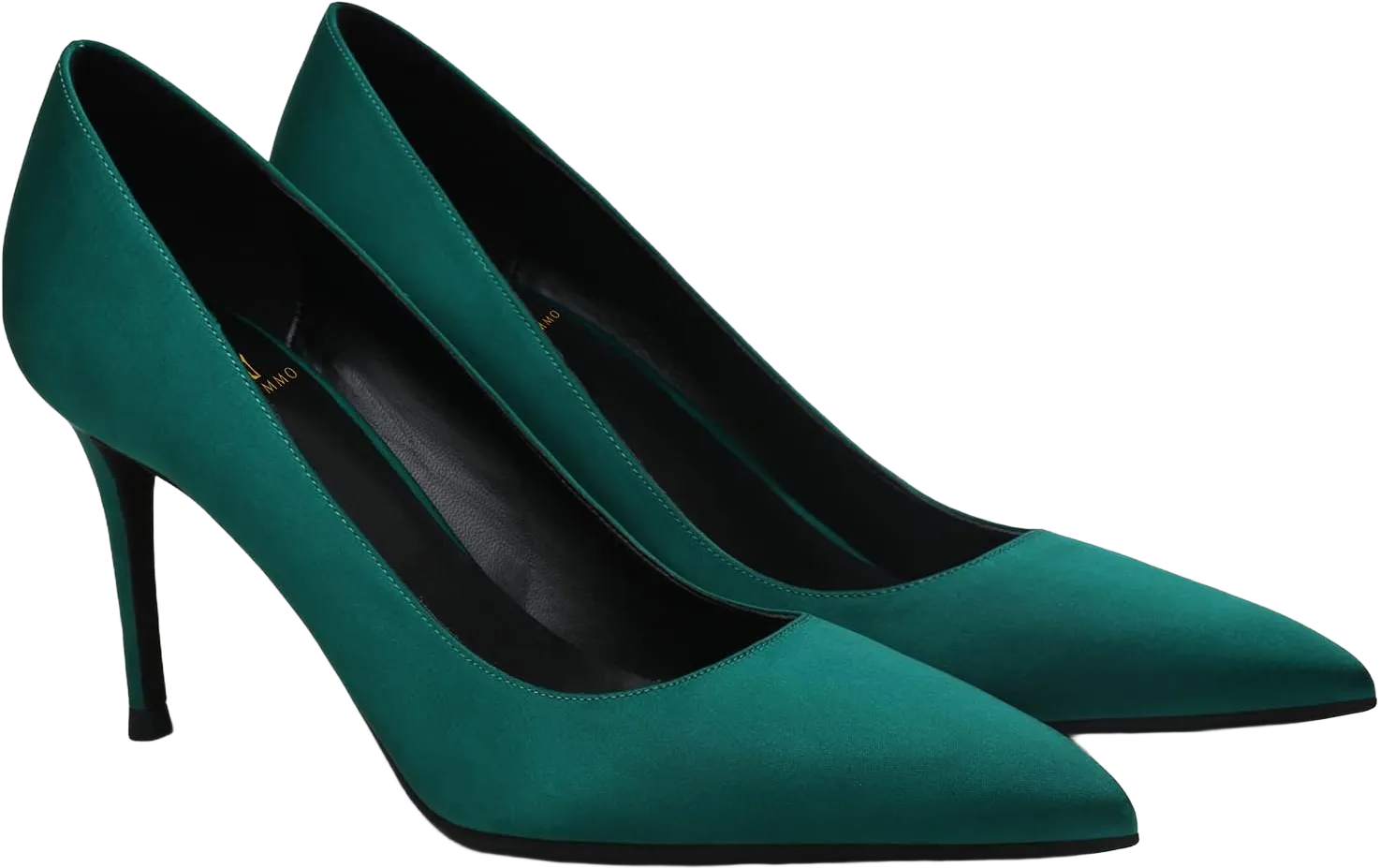 MOOMMO Women Green Slip On Satin Heels Dress Shoes Classic High Heels Pump Pointed Toe Stiletto Suede Pump Wedding Office Closed Toe Kitten Heel Sandals Ladies Dressy Retro Elegant Satin Dark Green 8