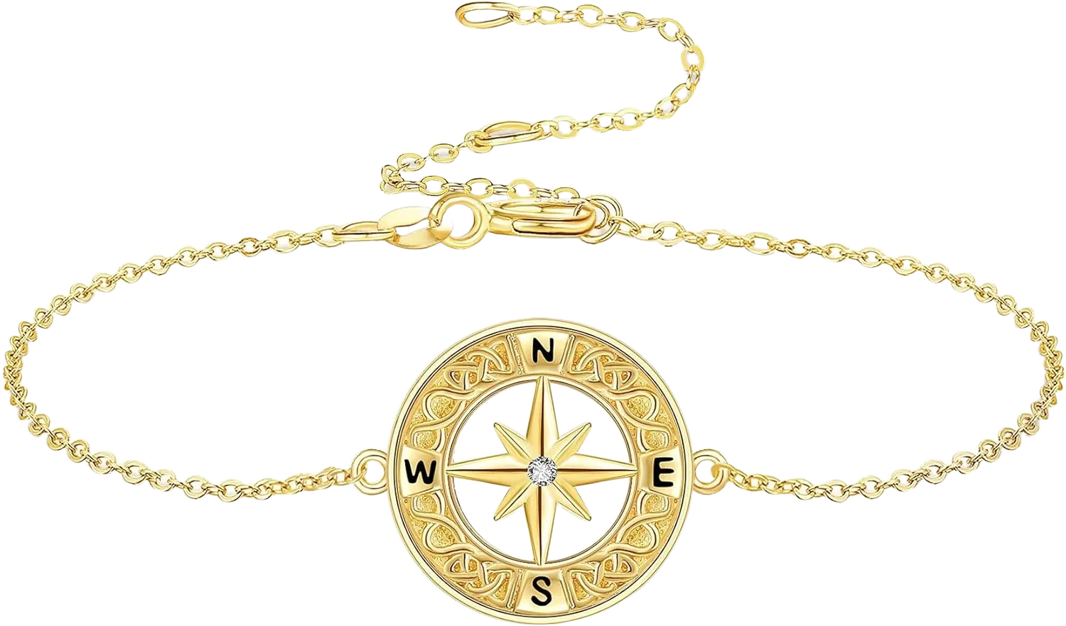 14k Real Gold Compass Bracelet I’d Be Lost Without You Celtic Knot Bracelets Solid Gold For Women Girlfriend Female College Graduation Gifts 2025