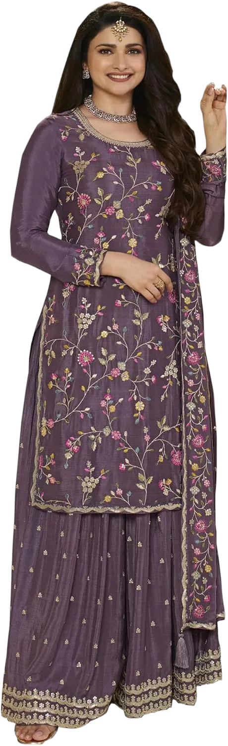 Stylish Women Wear Pakistani Indian Designer Stitched Salwar Kameez Palazzo Suits 36 Purple