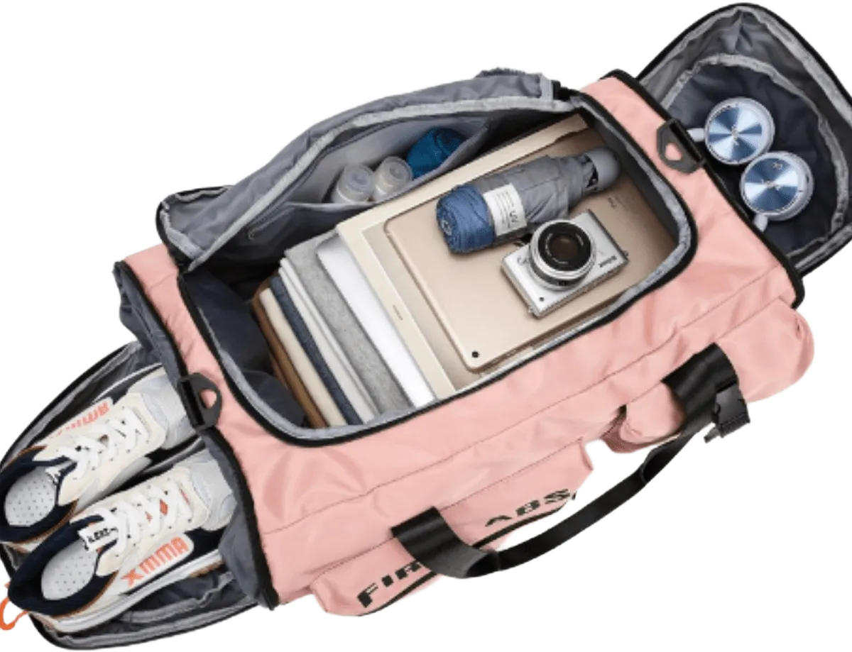 Travel Duffel Bag With Shoe Compartment, Sports Handbag With Wet Pocket Fitness Bag, Lightweight Shoulder Large Handbag For Men And Women