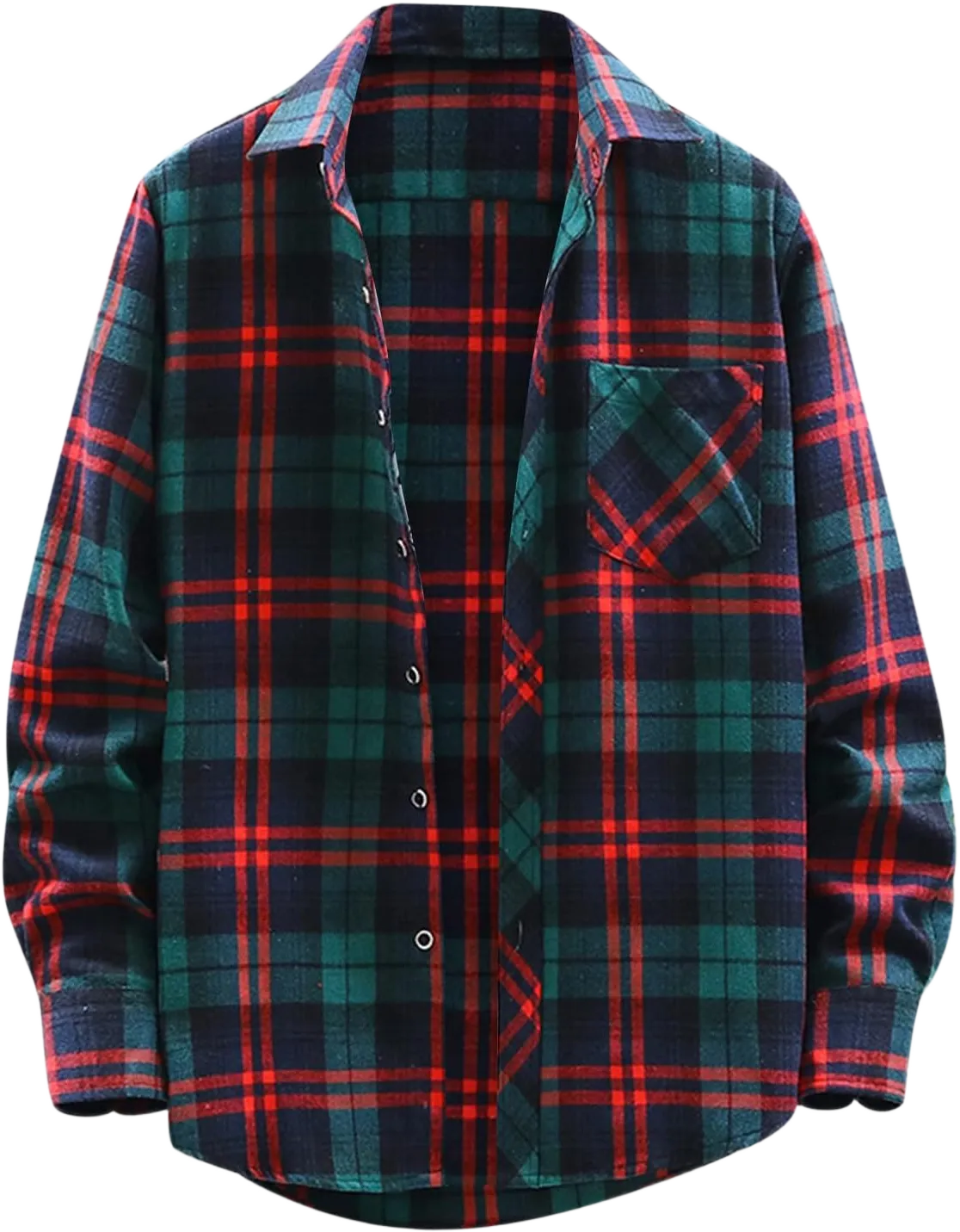 Long Sleeve Flannel Shirt for Men Men's Plaid Flannel Shirts Long Sleeve Regular Fit Button Down Causal Shirts Large Green-f