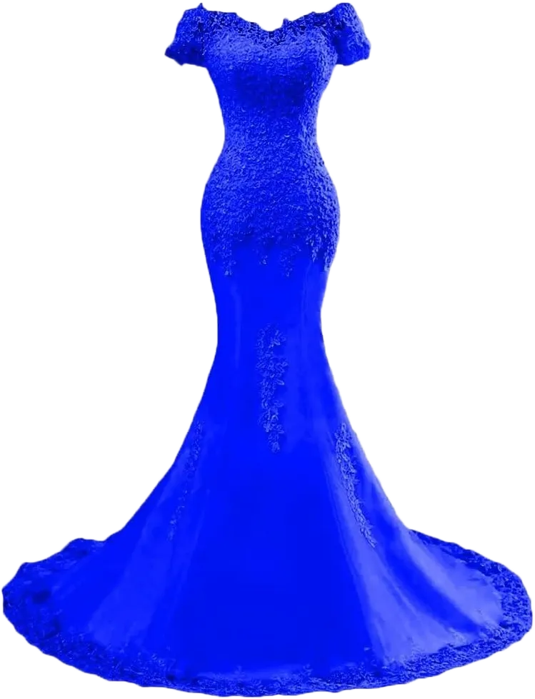 XYAYE Women's Lace Mermaid Wedding Dresses for Bride Sequins Bridal Dresses Off The Shoulder Bridal Gowns with Sweep Train 4 Royal Blue