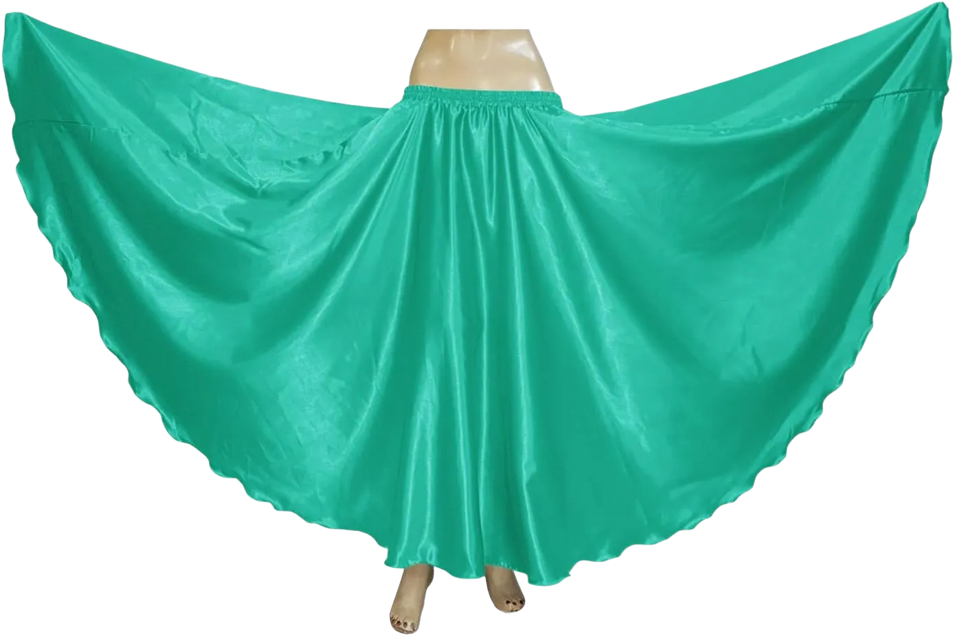 Indian Trendy Women's Satin Full Circle Swing Halloween Belly Dance Tribal Skirt One Size Turquoise