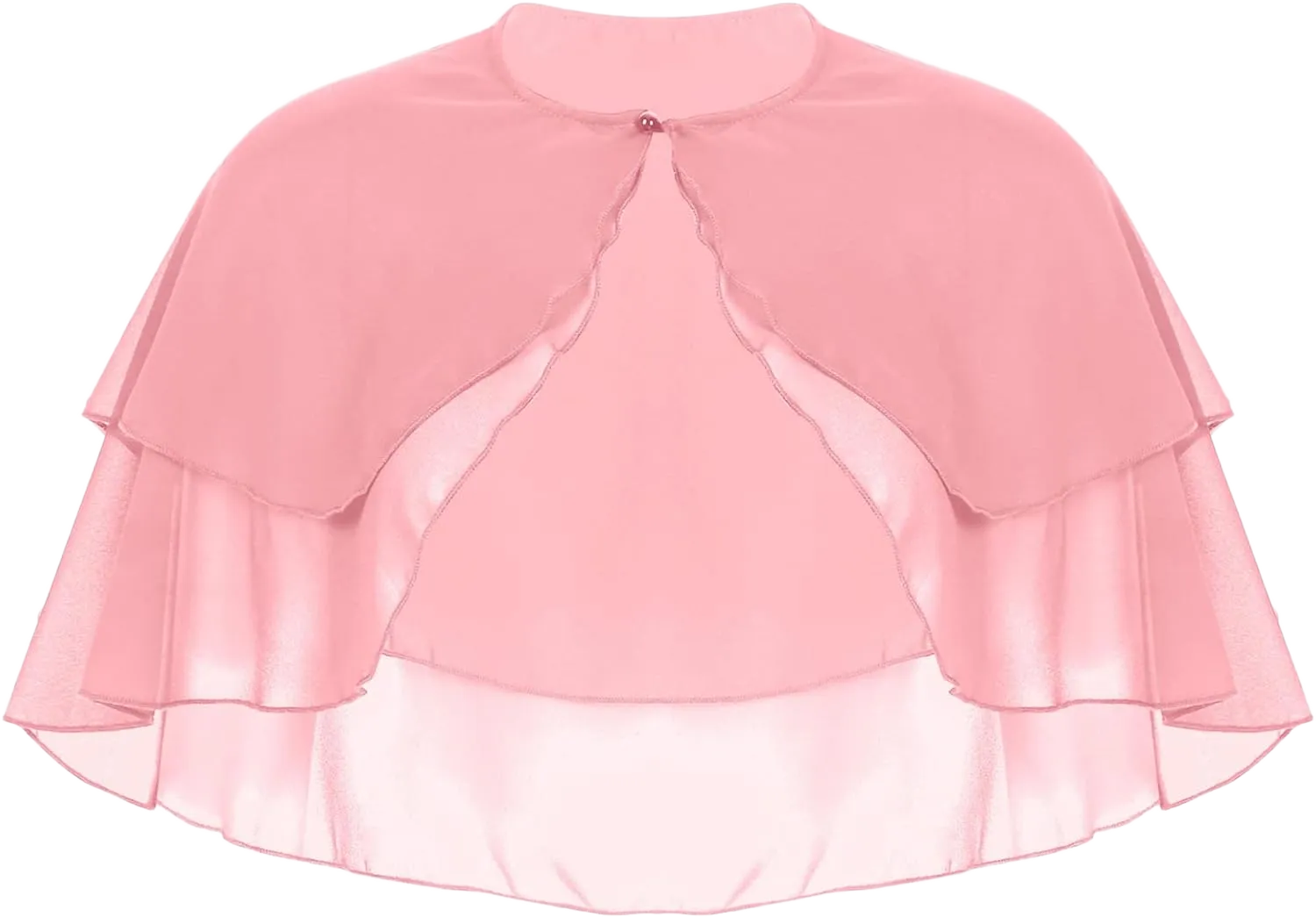Women's Soft Chiffon Sheer Double-Layered Shawl Wraps Shrug for Evening Dresses Wedding Cape Bolero Cover Up #2 Pink One Size
