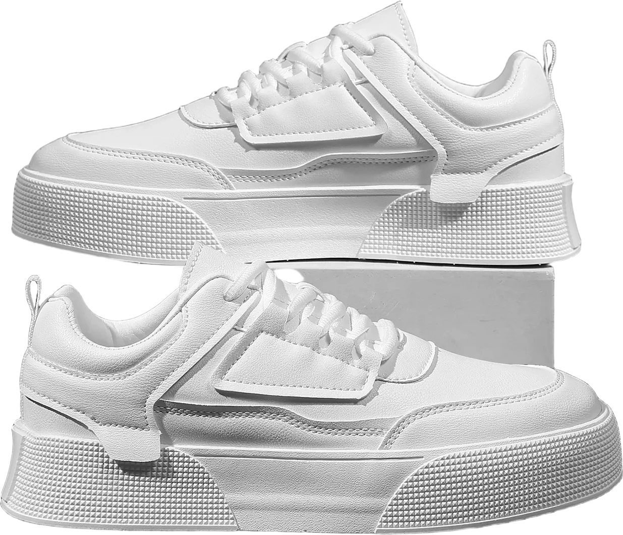 Men's White Casual Sport Sneakers, Comfortable And Breathable