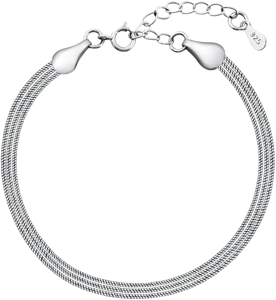 925 Sterling Silver Bracelet for Women Charm Bracelet Snake Chain Bracelet Three Link Bracelet Layered Bracelets for Gift