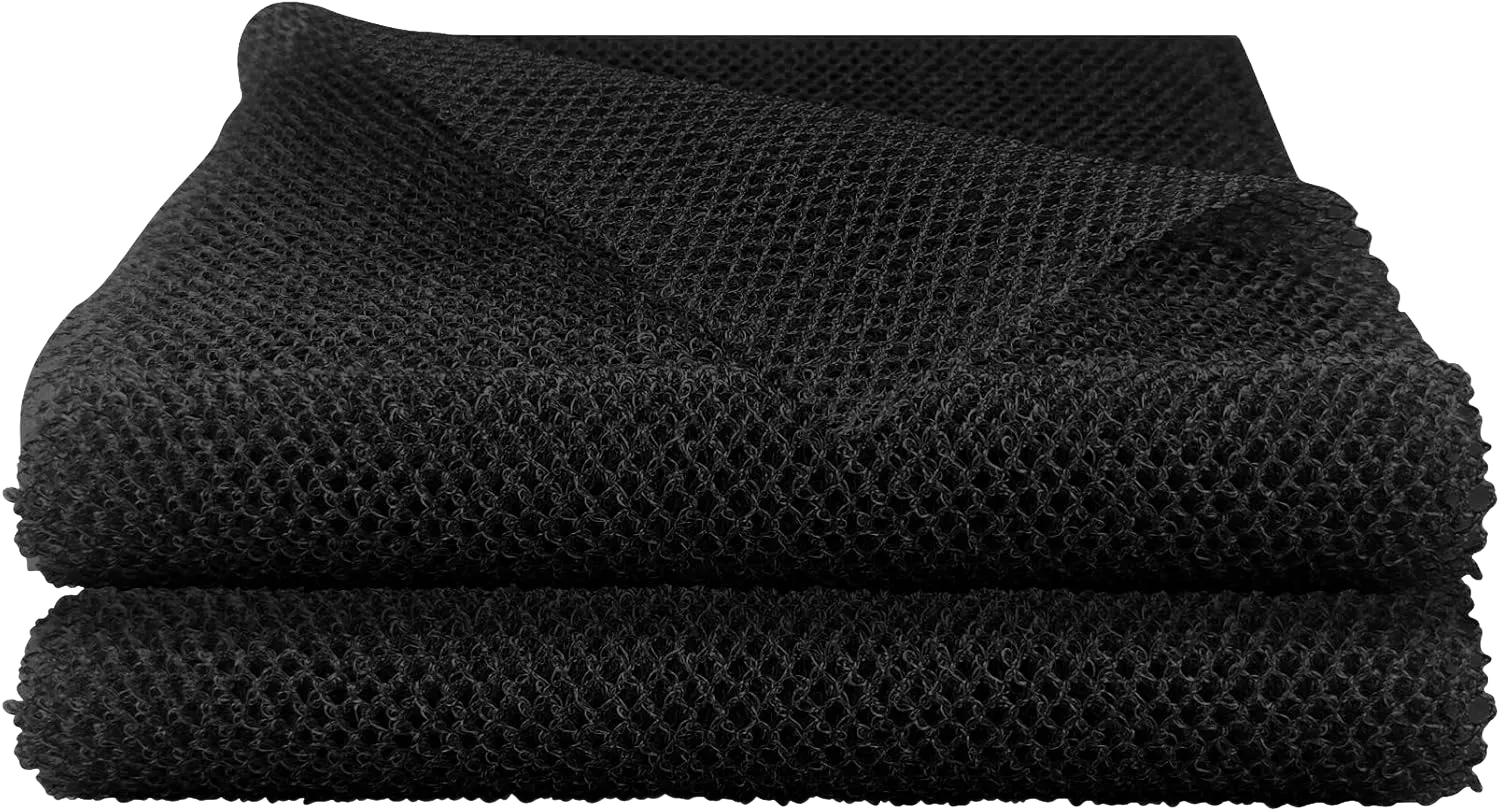 2 Pack African Net Sponge, 8 * 25 Inches Bath Sponge, African Exfoliating Net Long, Wash Cloths, Body Scrubber Net for Skin Smoother (Black)