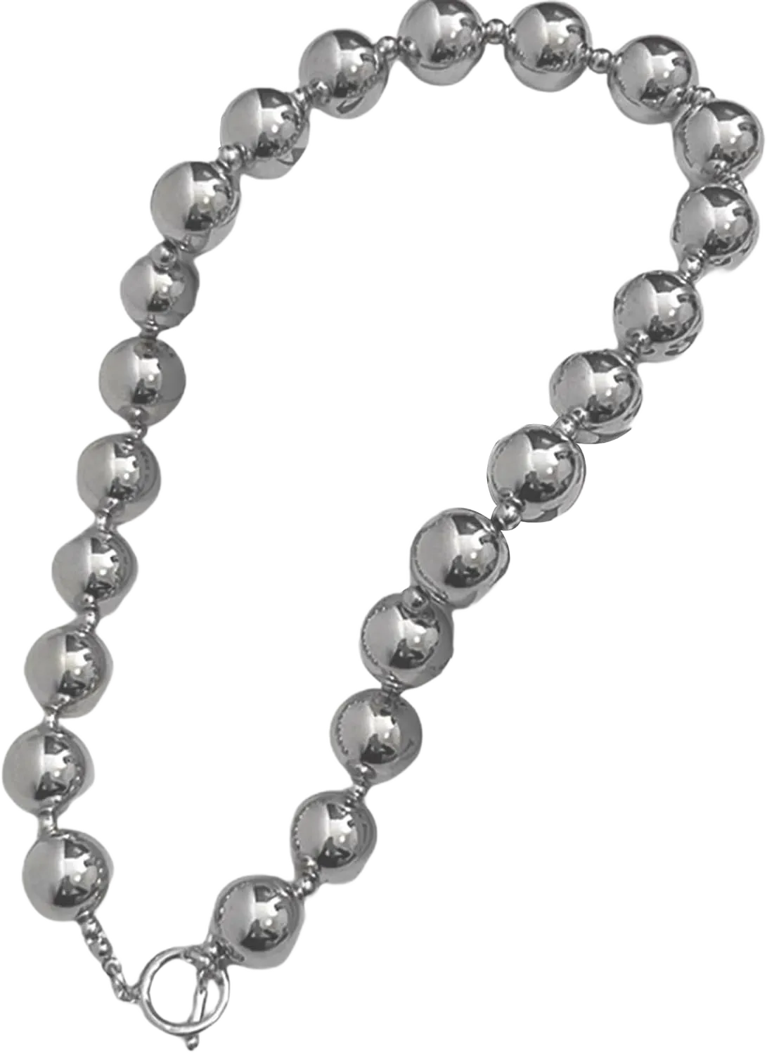 Adjustable Beaded Necklace Handmade Alloy Beads Clavicle Chain for Women Various Occasions Fashion Decorations, 42.5cm, Silver