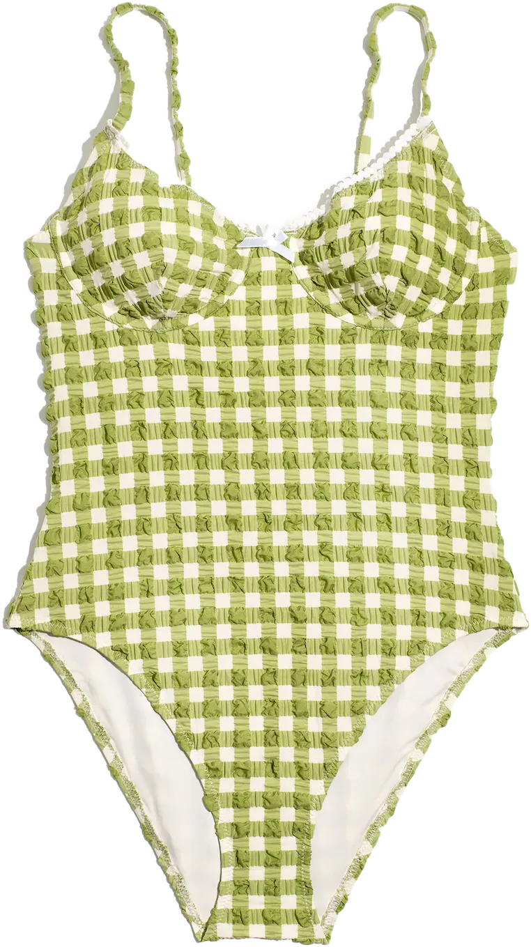 Madewell x Solid & Striped® Taylor One-Piece Swimsuit in Textural Gingham