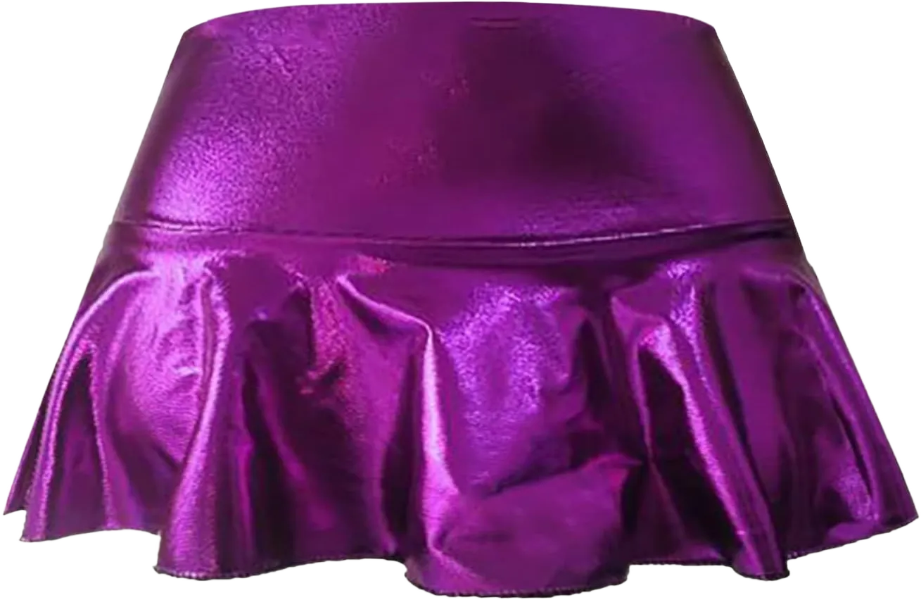 Short Mini Skirts for Women Trendy High Waisted Leather Pleated Solid Ruffle Skirt Sparkly Skirt for Women Small Purple