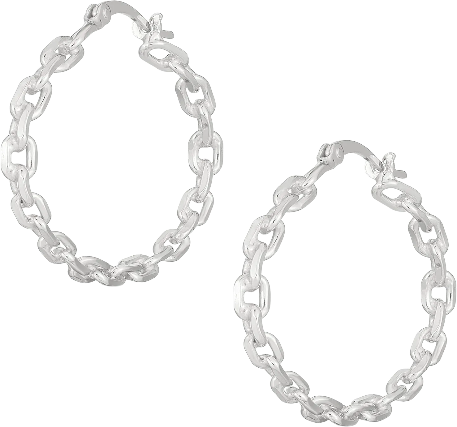 Savlano 925 Sterling Silver Paperclip Chain Hoop Earrings-18K Gold Plated Link Hoop Earrings for Women Made in Italy Comes with Gift Box Gold Plated White