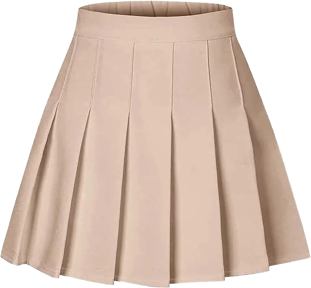 Girls Women’s High Waisted Pleated Skater Tennis Skirt School Uniform Skirts with Lining Shorts XX-Large B White