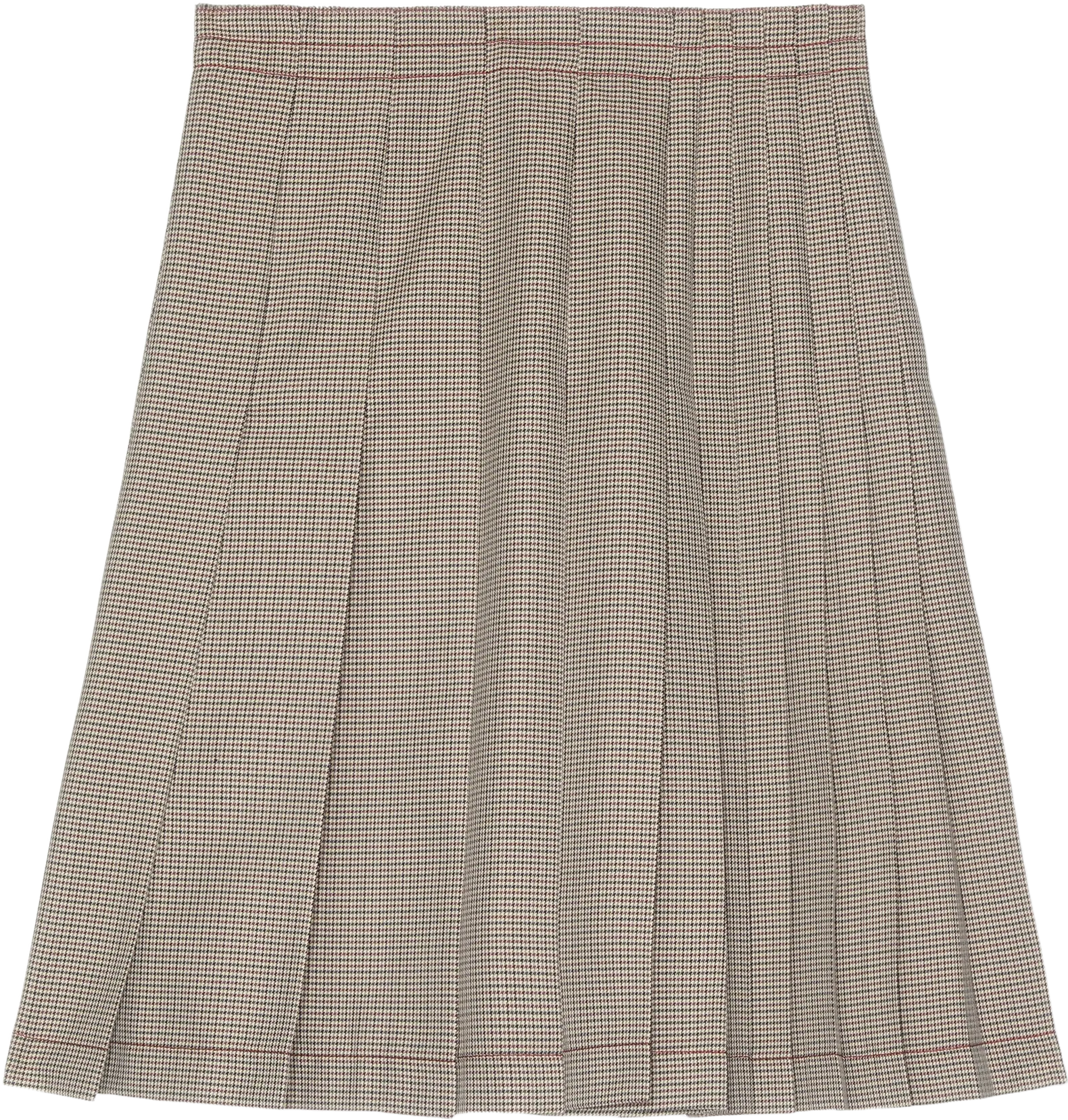 MARNI Check Print Pleated Midi Skirt (Ruby)