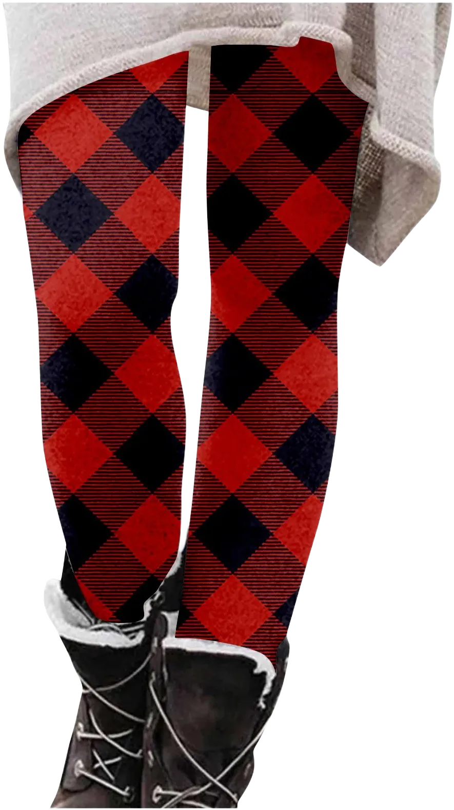 KDFJPTH Cargo Pants Women Winter Plaid Printed Long Slim Fit Stretchy High Waist Leggings Trousers For Female