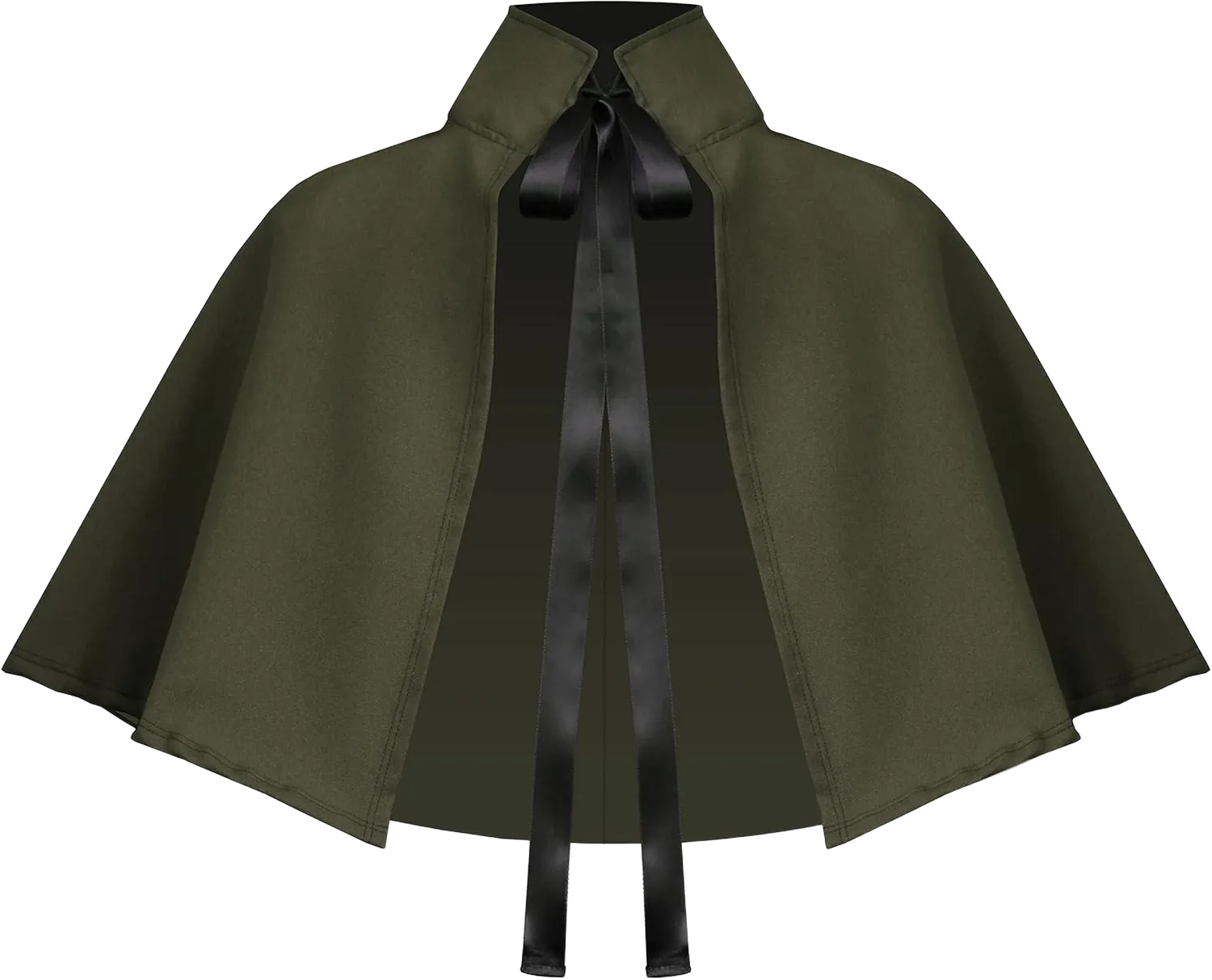 Victorian Gothic Renaissance Medieval Lolita Steampunk Collar Capelet Women's Short Cape Cloak Olive Army Green