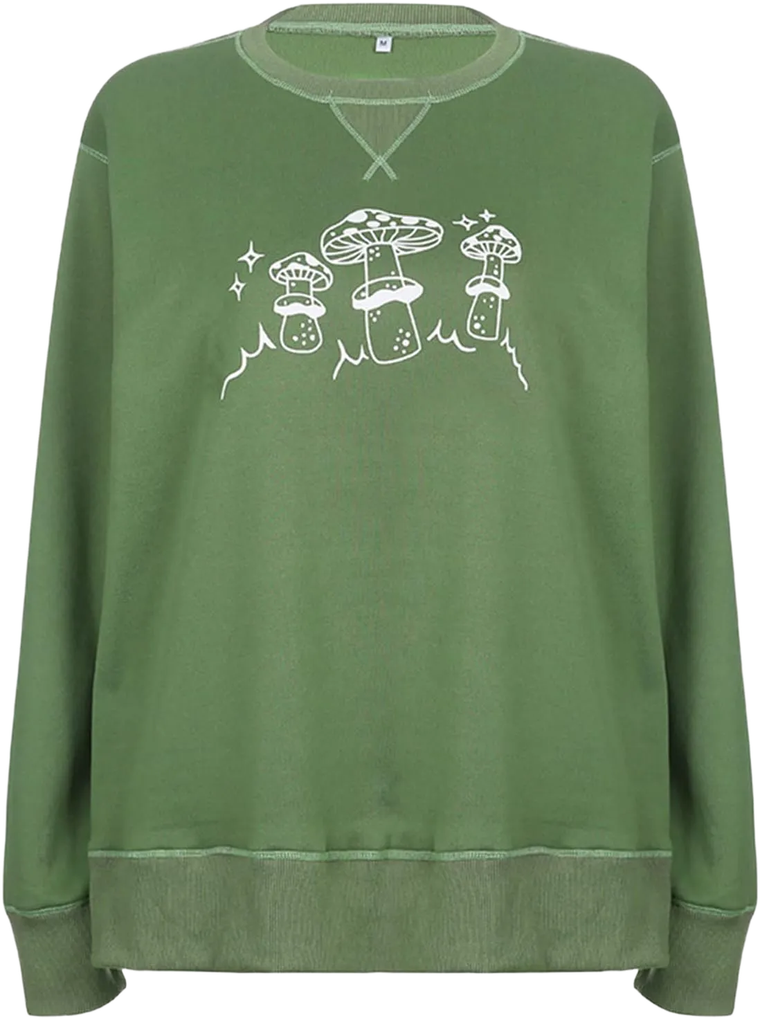 Women Graphic Print Sweatshirt Oversized Y2K Aesthetic Crewneck Pullover Teen Girls Jumpers Small Green
