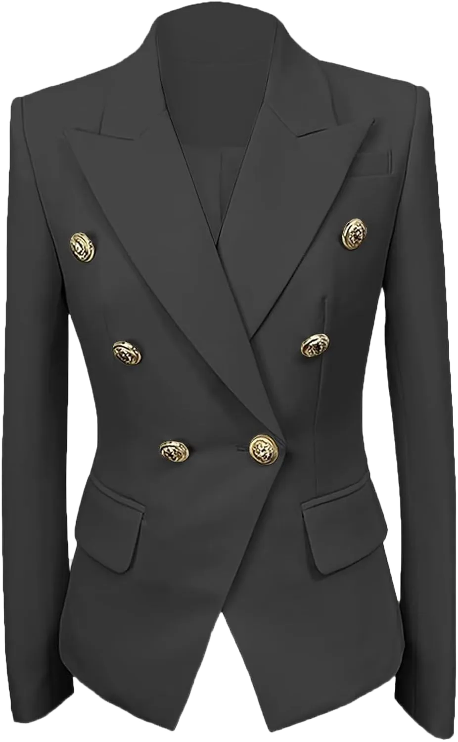 Womens Casual Blazers Long Sleeve Lapel Button Suit Jackets Slim Fit Work Office Blazer Jacket for Women One Size Black