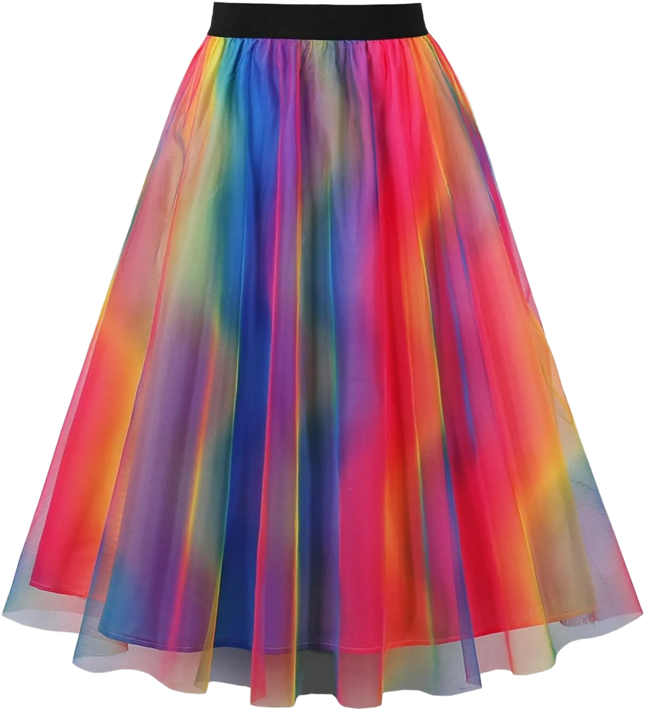 Women's Fashion Gradient Midi Skirt Summer Pleated Elastic Waist Skirt Casual Elegant Party Prom A-Line Skirts Small Multicolor