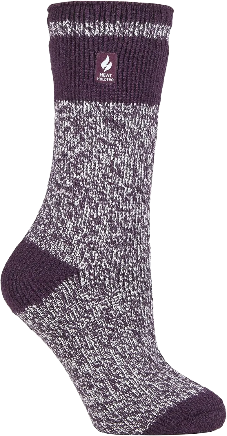 HEAT HOLDERS Womens Fleece Insulated Thermal Socks | Fuzzy Boot Socks for Winter 5-9 Plum (Sydney)