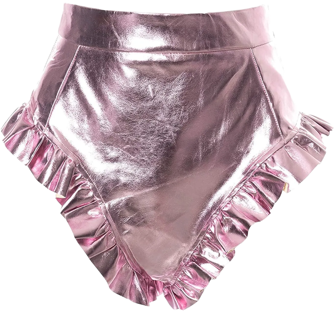 Bornpom Womens Sexy Hot Pants Shiny Metallic Shorts Ruffle High Waist Dance Shorts Slim Fit Club Hot Pants