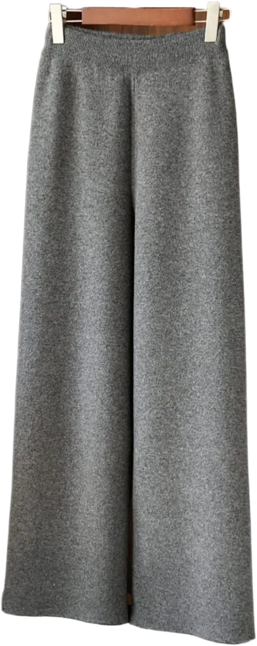 Winter/Fall for Women's Casual High Waist Trousers Australian Wool Wide Leg Pants Small Mid Grey