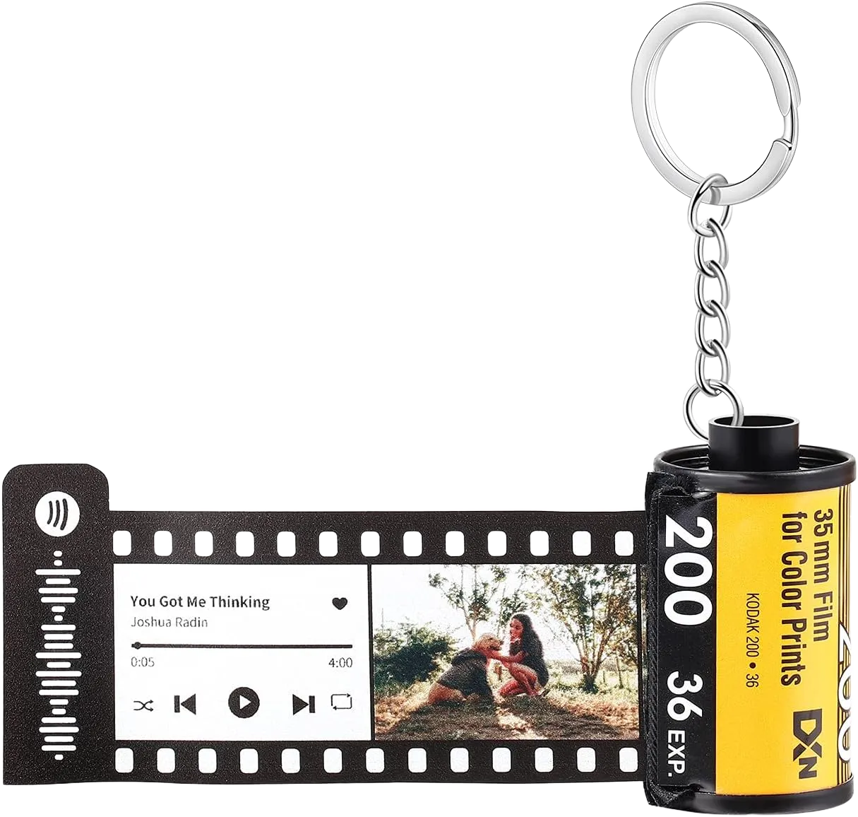 JewelOra Custom Photo Keychain with Spotify Code Personalized Photo Camera Film Roll Keychain with Reel Album Gift for Women 15 Photos