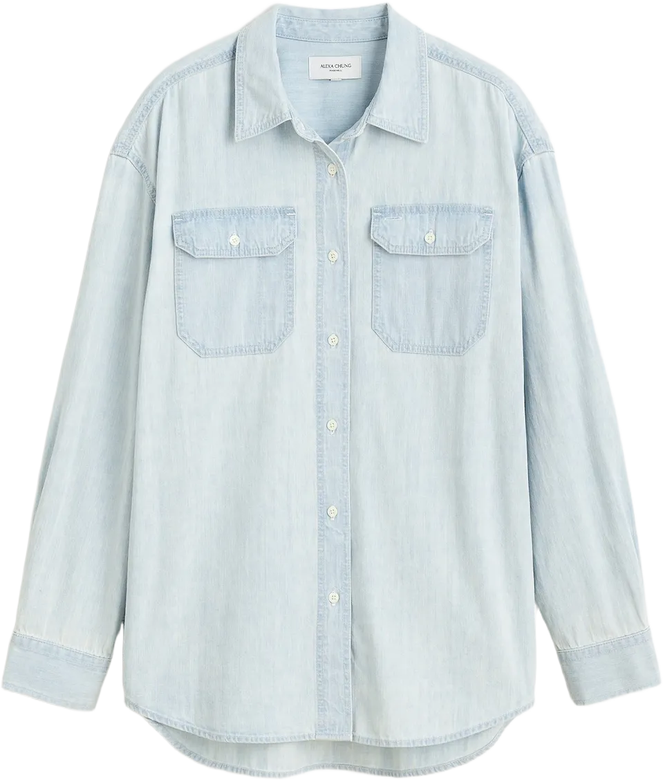 Alexa Chung for Madewell Oversized Denim Shirt in Dunklin Wash