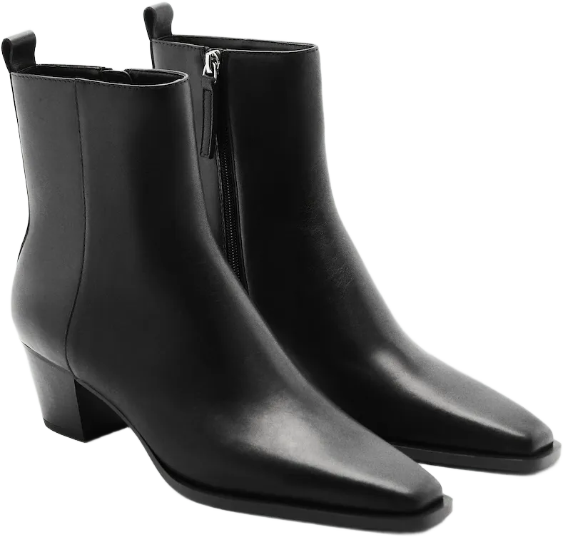 Leather ankle boots with block heel
