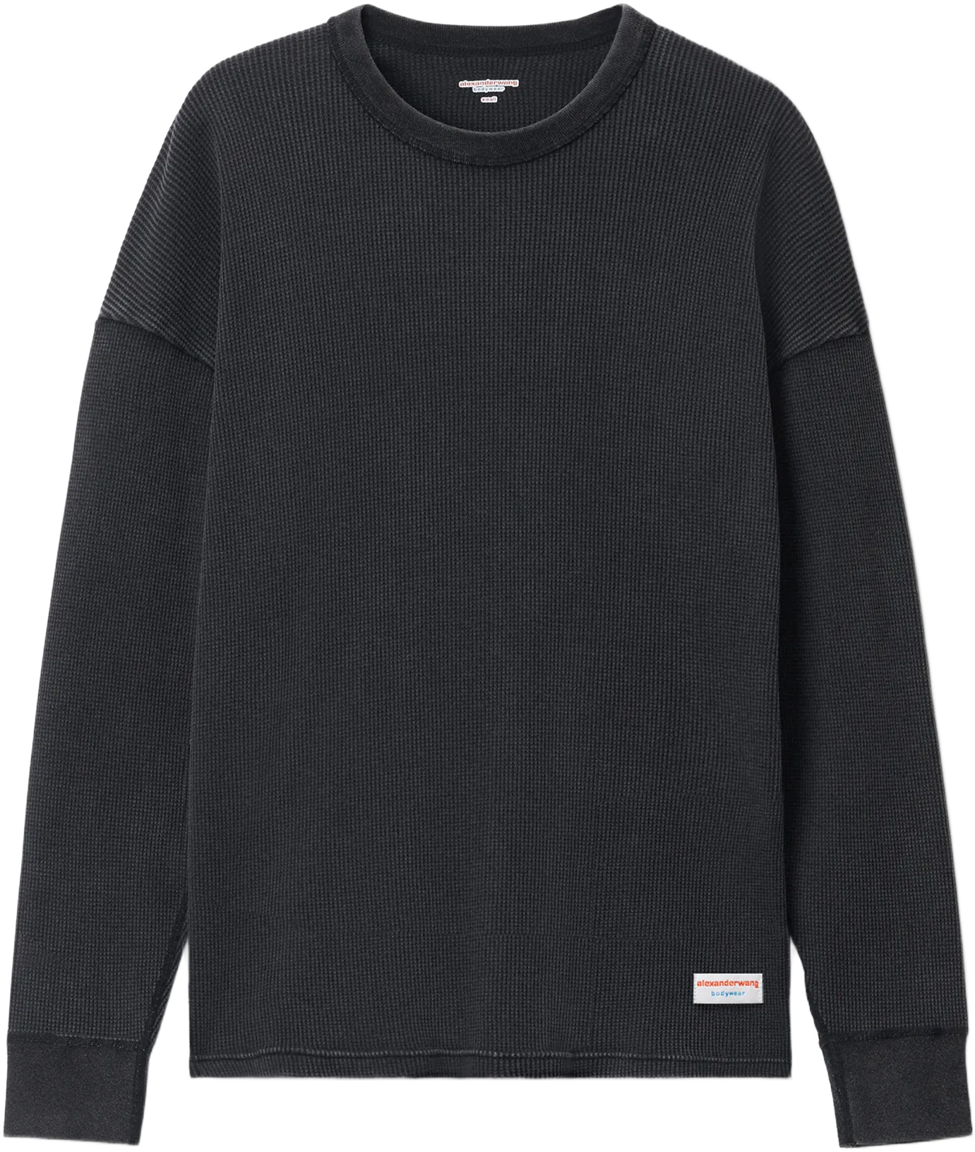 Long-sleeve Tee In Waffle-knit Cotton Stretch